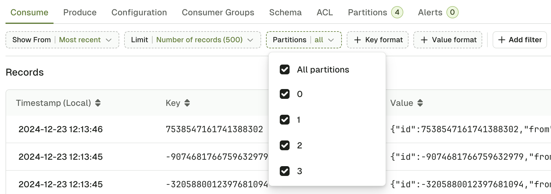 Partitions options